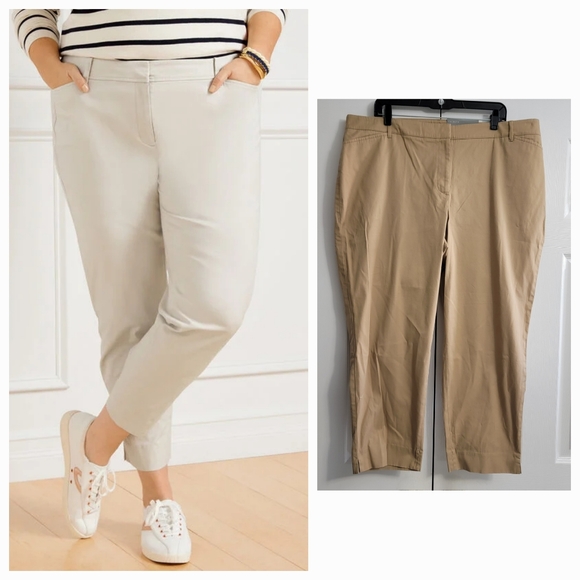 Talbots Perfect Crop Slim Leg Chino, Tan, Women's Size 20W - Picture 1 of 6